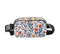 Fashion Fanny Marsupio Floreale Fiore Delphinium Iris Bianco Uomini Donne Mini Sling Chest Bag con Tracolla Regolabile Borse Sportive per Viaggi Shopping Corsa, 16, 1 Size