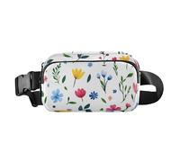 Fashion Fanny Marsupio Floreale Fiore Delphinium Iris Bianco Uomini Donne Mini Sling Chest Bag con Tracolla Regolabile Borse Sportive per Viaggi Shopping Corsa, 07, 1 Size