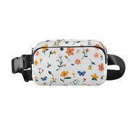 Fashion Fanny Marsupio Floreale Fiore Delphinium Iris Bianco Uomini Donne Mini Sling Chest Bag con Tracolla Regolabile Borse Sportive per Viaggi Shopping Corsa, 17, 1 Size