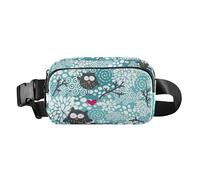 Fashion Fanny Marsupio invernale senza cuciture carino gufi e neve donne uomini impermeabile borsa a tracolla con cinghia regolabile per viaggi vacanze corsa, Inverno Seamless Carino Gufi E Neve, 1