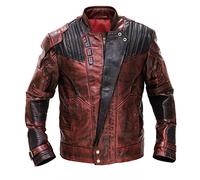 Fashion_First Giacca in vera pelle da uomo, colore marrone, per cosplay e travestimento con pantaloni, XL