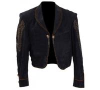 Fashion_First Mens C'era una volta in Messico Costume classico nero camoscio occidentale moda vera pelle bovina giacca da motociclista, Nero , L