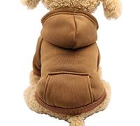 Fashion Focus On New Winter Dog Hoodie Sweaters with Pockets Cotton Warm Dog Clothes for Small Dogs Chihuahua Coat Clothing Puppy Cat Custume (caffè, S)