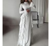 Fashion Forward - Abito da donna a maniche lunghe con elementi di design eleganti (2XL, bianco)