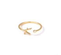 Fashion Forward - Anello in rame con 26 lettere e intarsio in zirconi, design regolabile per il massimo comfort (lettera K)