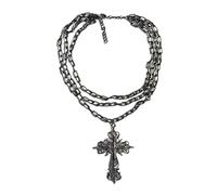 Fashion Forward - Collana con ciondolo a forma di croci nere, multistrato, accessorio per un look alla moda minimalista con croci