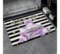 Fashion Girl Black And White Stripe Perfume Bottle Boho Flower Lady Lips Makeup Valentine'S Day Lover Theme Girly Zerbino Ingresso Tappeti Da Bagno Morbido Zerbino Asciugapassi 40X60Cm