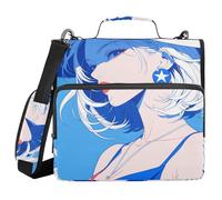 Fashion Girl - Raccoglitore a 3 anelli per 4 luglio, 3,8 cm, con tasche extra con manico, multi-tasca, per studenti di medie dimensioni, colore: blu
