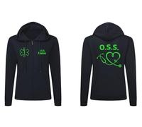 Fashion Graphic Felpa Donna OSS operatore Socio, Divisa OSS Blu, Felpa Donna con Cappuccio con Zip Personalizzata, Felpa Infermiera con Zip Taglie da XS a XL