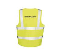 Fashion Graphic Gilet Alta visibilità Zip Porta Badge Tasca Personalizzato Testo Tre Fasce Catarifrangente Giubbotto ISO EN20471 (Giallo, S/M)