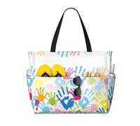 Fashion Hacker Era Print Beach Bag Impermeabile Beach Totes Borse Per Le Donne, Leggero Pieghevole Borsa Da Piscina Con Cerniera Scomparto Bagnato, Bambini stampa a mano, Taglia unica