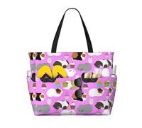 Fashion Hacker Era Print Beach Bag Impermeabile Beach Totes Borse Per Le Donne, Leggero Pieghevole Borsa Da Piscina Con Cerniera Scomparto Bagnato, porcellini d'India e cupcake, Taglia unica