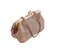 Fashion Hasp - Borsa da donna in rattan, piccola, trasparente, da spiaggia, estiva, da spiaggia, cachi, Taglia unica