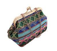 Fashion Hasp - Borsetta da donna in rattan, per l'estate e la spiaggia, piccola borsa a tracolla in tela, B, Taglia unica