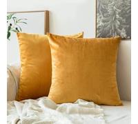 fashion home Pagano Federe Cuscini Decorative in Tessuto Morbido, Set Copricuscini per Divano e Letto, misure 45x45, colore oro, 2 pezzi