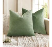 fashion home Pagano Federe Cuscini Decorative in Tessuto velluto Morbido, Set Copricuscini per Divano e Letto, misure 50x50, colore salvia, 2 pezzi