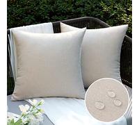 fashion home Pagano Federe Cuscini Impermeabili per Esterno copricuscini Giardino Soggiorno Camera da Letto Resistente Idrorepellente Durevole Morbido Panna 2 Pezzi