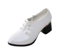 Fashion Hundred Work morbido tacco grosso scarpe da donna Top Button Side Zipper Boots Slider scarpe donna, bianco, 40 EU