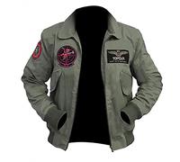 Fashion Hyped Tom Cruise Top Bomber Air Force - Giacca da uomo in cotone, Verde, XL