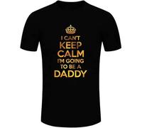 Fashion I Can't Keep Calm I'm Going To Be A Daddy Gold Glitter Print Short Sleeve Funny T Shirt Gifts for New Dad Black M