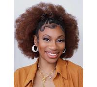FASHION IDOL Afro Kinkys Bulk - Capelli umani per extension di dreadlock, 25,4 cm, 3 confezioni da 150 grammi, castano medio, per riparazione di capelli umani afro crespi per Locs 150,3 g