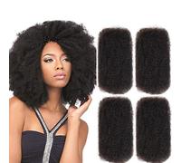 FASHION IDOL Afro Kinkys Bulk - Capelli umani per extension di dreadlock, 50,8 cm, 4 confezioni da 200 grammi, colore nero naturale, per riparare capelli umani afro crespi per Locs 201,3 g