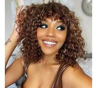 FASHION IDOL Bob Curly Parrucche di capelli umani con frangia Jerry Curl Bob Parrucche capelli umani vergini brasiliani senza pizzo parrucche frontali per le donne