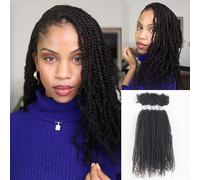 FASHION IDOL Kinky Curly V Bulk capelli umani per trecce a torsione dreadlock Extension Loc Repair Afro Kinky Curly, capelli umani da intrecciare, 3 bulk 3oz