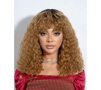 Fashion Idol Parrucche per capelli umani ricci Bob con frangia Jerry Curl Bob capelli umani vergini brasiliani nessuna parrucca anteriore in pizzo per le donne parrucche nere fatte a macchina 14