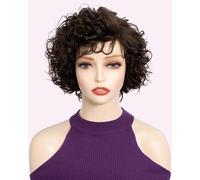 FASHION IDOL Pixie Curly parrucca di capelli umani marrone naturale tipo C pizzo Wear and Go parrucca corta riccia Bob per le donne 8 pollici