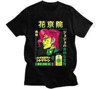 Fashion Jojos Bizarre Adventure T Shirt Men Short Sleeve Noriaki Kakyoin T-Shirt Japan Anime Manga Casual Tee Cotton Harajuku Top_Black Size M