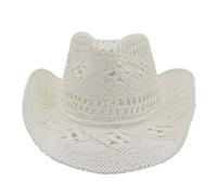 Fashion-Lady, cappello pieghevole per il tempo libero, cappello di paglia per donne e uomini, bianco, Taglia unica