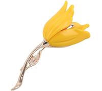 Fashion Lady Tulip Flower Spilla Decor Flower Pin Elegant Suit Breastpin, Yellow Durable Design