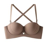 Fashion Light Surface No Steel Ring Underwear Female Small Chest Collected Spring And Summer Bra Lace Top, White, L(Coffee,M)