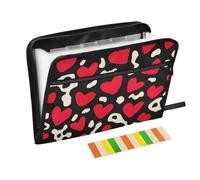 Fashion Love Red Leopard - Cartella portadocumenti natalizia con 13 tasche, formato A4, con chiusura a cerniera, per cartelle portadocumenti e giacche