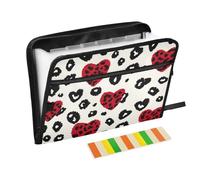 Fashion Love Red Leopard Print Christmas Hanging File Folders 13 tasche formato A4 Lettera con chiusura a cerniera per organizer con tasca
