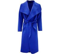 Fashion Mark Cappotto invernale da donna a cascata lungo italiano, a maniche lunghe, con cintura, trench a cascata, taglie dalla 40 alla 54, Blu reale, 8-10