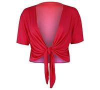Fashion Mark Coprispalle da donna, a maniche corte, con lacci sul davanti, in tinta unita, regolabile, taglie dalla 40 alla 54, Rosso, 52-54