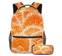 Fashion Meets Function, set di 2 zaini per bambini con zaino e astuccio, borsa da viaggio di grande capacità per ragazzi, ragazze e adolescenti, arancione tie dye, Multicolore#04, B：29.4x20x40cm\