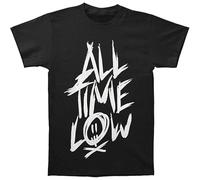 Fashion Mens Summer Tshirt Printed T Shirt all Time Low Band Scratch Name Logo Slim Fit T-Shirt Black M