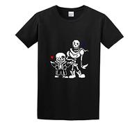 Fashion Men's T-Shirt Undertale Sans And Papyrus Crew Neck Tops Tee Black L