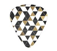 Fashion Modern Black White Gold Triangles Il pacchetto di plettri per chitarra da 12 pezzi è adatto a varie chitarre elettriche, chitarre acustiche e bassi