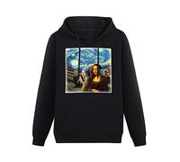 Fashion Mona Lisa Starry Knight Art Funny Group Selfie Cell Phone Meme Hoodies Long Sleeve Pullover Loose Hoody Mens Sweatershirt Size S
