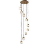 Fashion Multi-Head Chandelier Pendant Light, Minimalist Rotating Crystal Ceiling Lamp for Living Room Stairwell, 6/9 Heads, Black or Gold Finish(Golden,9heads)