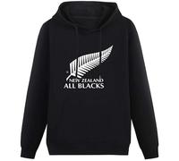 Fashion One Side New Zealand all National Rugby Union Team Long Sleeve Hoody Sweatershirt Pullover for Men Unisex Hoodie Black XL