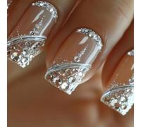 Fashion Press On Nails Lights Styles Francese Artificial Short Square False Aggiunge Fascino E Confidenza Short Square False Nail