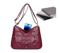 Fashion Purse Shoulder Bag, Large Ladies , Multi Pocket Design, Premium PU Material, Adjustable Shoulder Strap, Ideal For Work, Business, Travel., Colore: rosso, Siehe Beschreibung