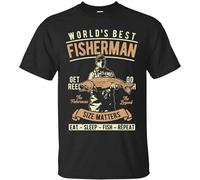 Fashion Round Neck Clothes World's Best Fisherman, Eat Sleep Fish Repeat Shirt, Fishing Men Custom Design T-Shirts Black S