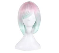 Fashion Sexy Rose Net Colorful Rainbow Wig Short Ombre Straight Bob Wigs For Women Synthetic Hair Cosplay Wig 8 Models OneSize colorful8