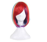 Fashion Sexy Rose Net Colorful Rainbow Wig Short Ombre Straight Bob Wigs For Women Synthetic Hair Cosplay Wig 8 Models OneSize colorful3